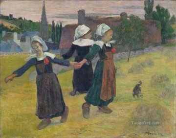 Paul Gauguin Painting - Breton Girls Dancing Pont Aven Post Impressionism Primitivism Paul Gauguin